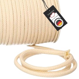 Turnbeutelliebe® Cord, 100% Cotton, 8 mm Wide, Thick, for Gym Bags, for Sewing, Many Colours and Lengths, Braided, Rope, Craft Cord, Ribbon