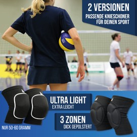 )LAUTER SCHUTZ ® 3 Zone Knee Pads - Breathable, Stretchy, Soft - with 3 Zone Padding for Protection and Freedom of Movement (Indoor and Outdoor Sports) for Handball, Volleyball, Mountain Biking & More