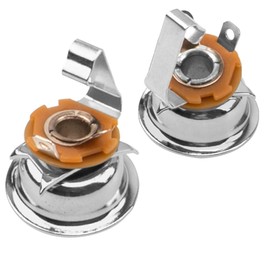 TUOREN 1/4" Electric Guitar Stereo Output Socket Jack Plate Compatible with Fender Telecaster Electric Bass Ukulele Guitar Jack Output Plate Accessories 2Pcs (Silver)