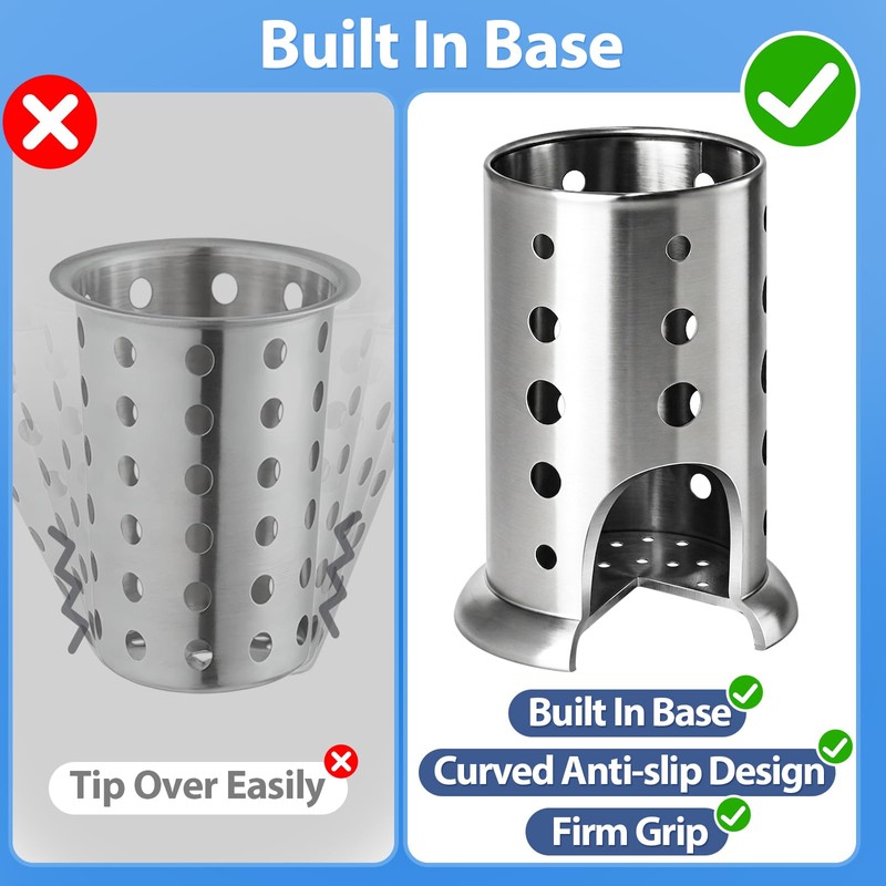 304 Stainless Steel Utensil Holder Drying Cup 2 Pack, 6