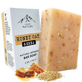 iHeart Nature- Jabón hidratante de miel, avena y manteca de karité iHeart espuma cremosa rica, nutritiva y suave para todos                           