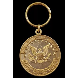 New USMS Marshals Service DOJ Dept. of Justice 1.5" Coin Key Chain Goldtone