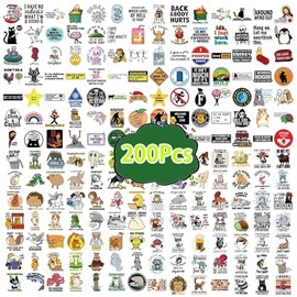 Funny Stickers 200 Pack Laptop Stickers,Meme Vinyl Waterproof Decals for Water Bottles Skateboard Scrapbook Bike Computer,Phone,-Graffiti Decals Pack for Teens Girls Kids