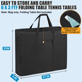 Heavy Duty Folding Ping Pong Table Storage Bag,[Thick Fabric+Front Pocket] 37" x 5" x 37",For 6 x 3 FT Foldable portable Table Tennis Table,Large Waterproof Carry Bag with Pad Handle,(Only bag)
