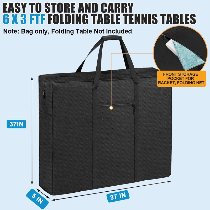 Heavy Duty Folding Ping Pong Table Storage Bag,[Thick Fabric+Front Pocket]