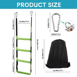 Boat Rope Ladder, Outdoor Portable Foldable Climbing Ladder 550Lbs Strength with Oxford Storage Bag for Inflatable Boats, Fishing Boats, Kayaks, Motorboats, and Canoes(Size:4-Step)