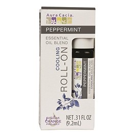 Aura Cacia Roll-On Essential Oil Blend, Peppermint, 0.31 Ounce (Pack of 12)