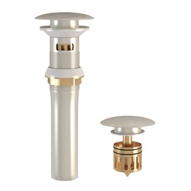 Ayna Decors Brass Pop Up Drain Stopper for Bathroom Sink with Overflow in Brushed Nickel, Pop up Drain Strainer with Detachable Basket Stopper - APU30101BN