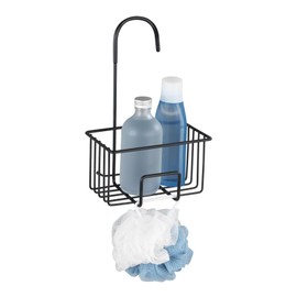 WENKO Milito Shower Caddy Hanging Stainless Steel Shower Basket Bathroom Shower Caddy Black Transparent Rustproof for Organising 18 x 28.5 x 13 cm