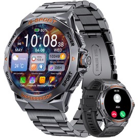 LIGE Men's Smartwatch with Bluetooth Calls, 1.43 Inch AMOLED Display Touch Smart Watch with 400 mAh, 110+ Sports Modes, Fitness Tracker, IP68 Waterproof Sports Watch, Android iOS Men's Watch