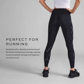 2XU Women's Light Speed Compression Tights - Lightweight & Flexible Support for Improved Running Performance - Black/Black Reflective - Size X-Small