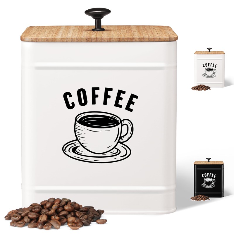 PERFNIQUE Coffee Canister, Airtight Coffee Bean Storage Container, Café Grounds