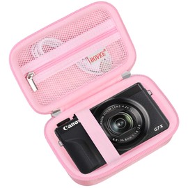 BOVKE Camera Case for Canon PowerShot G7X Mark III / G7 X Mark II Digital 4K Vlogging Camera, Canon Live Streaming Video Camera Travel Case with Mesh Pocket for USB Cables and Extra Batteries, Pink