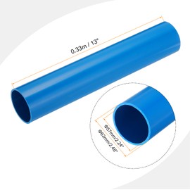 sourcing map 2.5 Inch PVC Rigid Tube Round Pipe Tubing Hardware Tubing 57mm ID 63mm OD 330mm/13 Light Blue High Impact for Water Pipe