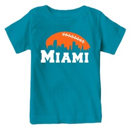 Xtreme Apparrel Miami Football Skyline Kid's Fan T-Shirt (Tropical Blue Shirt, 4T)