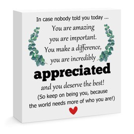 Inspirational Gifts for Women Men Thank You Gifts for Friends Coworker Family Encouragement Motivational Desk Sign Decor Home Office Desk Decor Wooden Box Sign Shelf Table Decorations