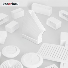 KOTARBAU® Flat Duct Bend 3° - 48° Horizontal Deflection Piece Duct Connector 60 mm x 204 mm Duct Elbow Flat Duct PVC Connector Duct Transition Exhaust Air Supply Air