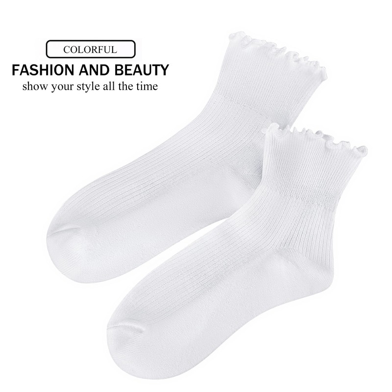 UTTPLL Ruffle Crew Socks Women Turn-Cuff Athletic Aesthetic Lettuce Socks