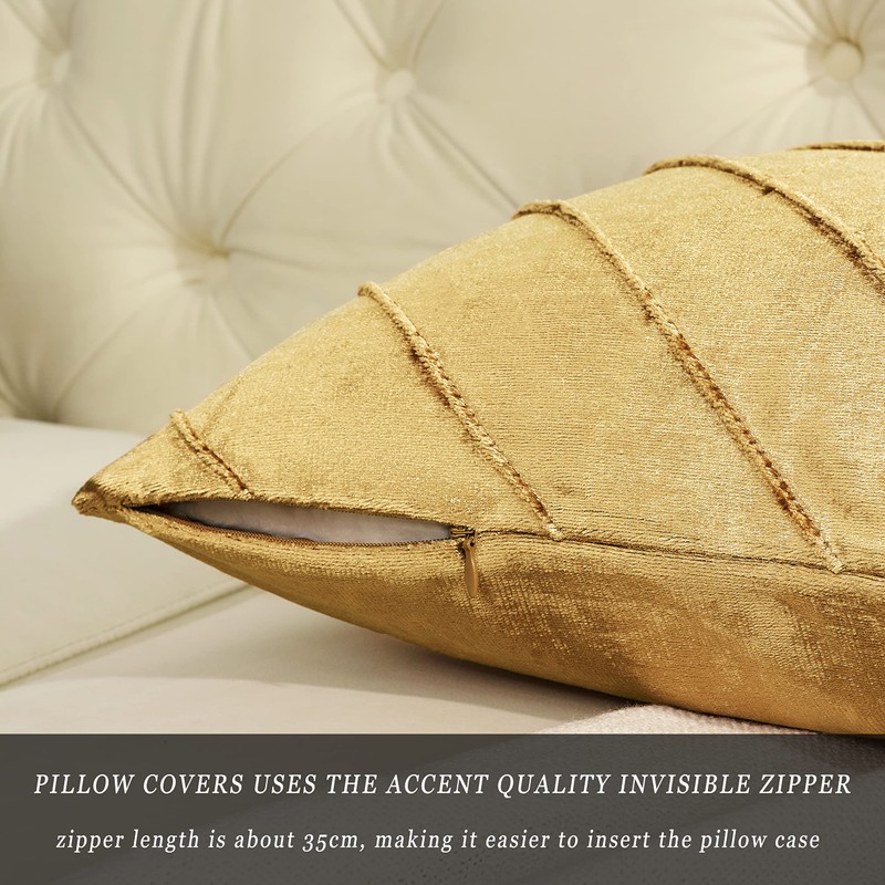 GIGIZAZA Velvet Gold Cushion Covers 45x45, Cozy Soft Square Cushion