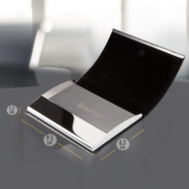 BRODI® Premium Business Card Case For Particularly Gentle Storage - High-quality Stainless Steel Business Card Box with Magnetic Closure - Business Card Case (Carbon)