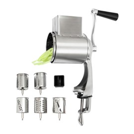 JAYGOVAN Rotary Cheese Grater, 5 in 1 Cheese Grater with Handle, Replaceable Stainless Blades Cheese Shredder, Cheese Vegetable Slicer Kitchen Shredder for Cheese, Vegetable, Walnuts, Chocolate