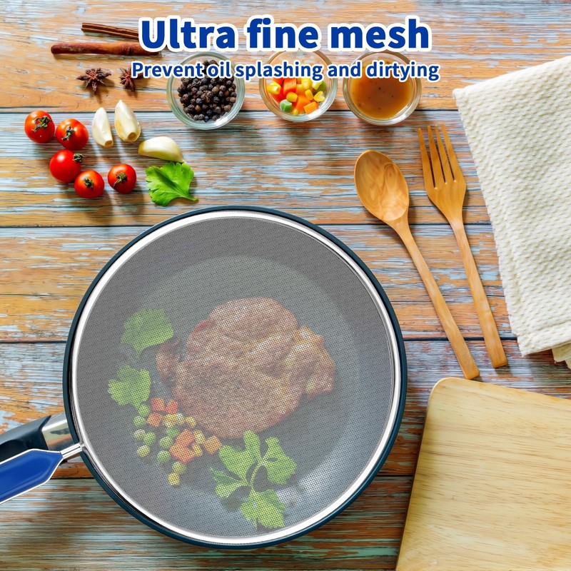Splatter Screen for Frying Pan - 8.3’’ Stainless Steel Grease