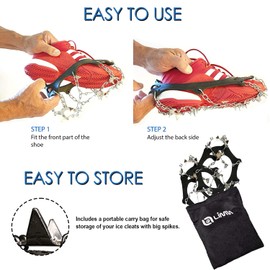 Limm Ice Snow Traction Cleats - Medium Lightweight Crampon Cleats with Big Spikes - Anti Slip Walking Grips Fasten Quickly & Easily Over Footwear - Portable Ice Grippers for Shoes and Boots
