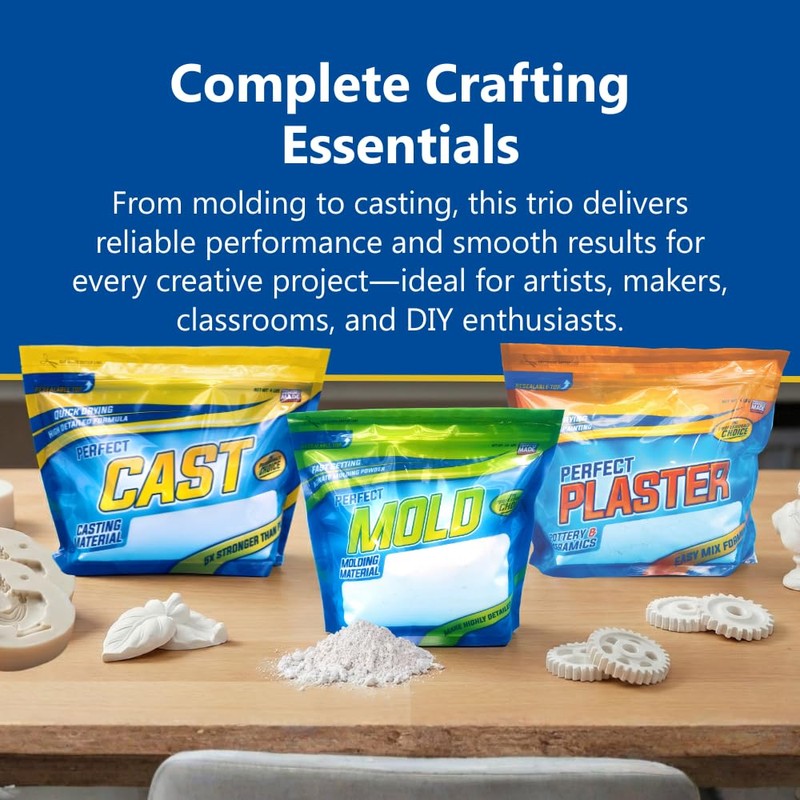 Perfect Cast Mold Casting Powder, Fast-Curing, Non-Toxic, Water-Based Material for