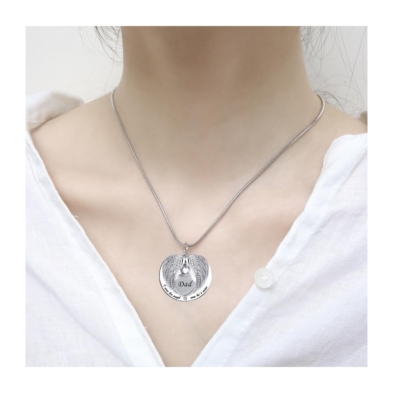 LSxAB Heart Angel Wing Memorial Cremation Urn Ashes Necklaces for