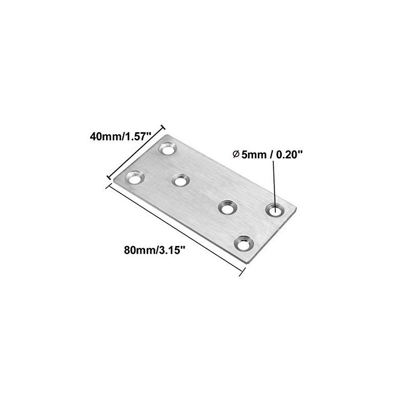sourcing map Repair Plate, 80mmx40mm, Flat Fixing Mending Corner Brace