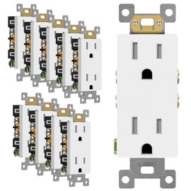 ENERLITES Matte White Decorator Receptacle, Standard Electrical Wall Outlet, 15A 125V, Self-Grounding, 2-Pole, 3-Wire, 5-15R, UL Listed, 61502-TR-MW, 10 Pack, Tamper Resistant