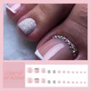 24 Piece Rhinestone French Square False Toenails - Nude Glitter