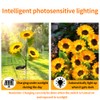 YZYOE 2 Packs of LED Solar Three Head Sunflower Decorative