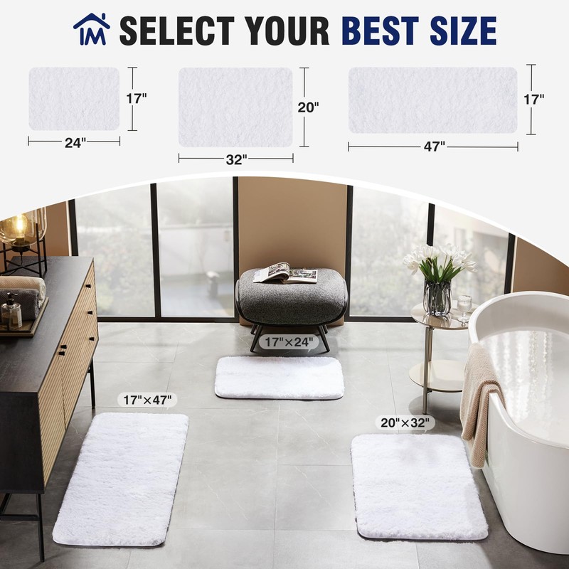 TECHMILLY Super Soft Shaggy Bathroom Rugs, Absorbent Thick Non Slip