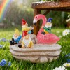 Solar-Powered Garden Gnomes and Flamingo Lantern Set with Mushroom Lights,
