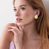 14K Gold Disc Stud Earrings for Women, Circle Disc Flat