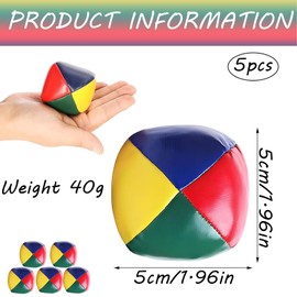 5Pcs Juggling Balls, 5cm/ 2inch juggling balls for adults and Children, Durable Soft Juggling Balls Easy Grip Perfect for Beginners Kids Adults and Professionals Home or Outdoors