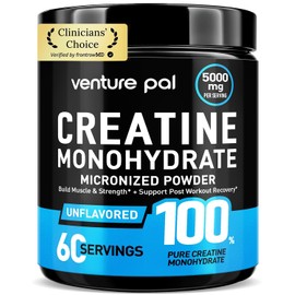 Venture Pal 100% Pure Micronized Creatine Monohydrate Powder, Unflavored Creatine for Women & Men, Vegan, Keto, Gluten Free, 5 g (5000mg) per Serving, Creatina Monohidratada en Polvo