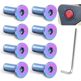 DYEKNEE 8 PCS Car Steering Wheel Screw Kit, M5 x 0.8 Stainless Steel Durable Rust-Proof Bolts, Racing Modified Steering Wheel Fixing Screws, Universal for Cars Interior Fasteners (Blue #Flat Head)