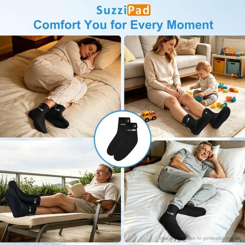 SuzziPad Cold Therapy Socks, Adjustable Ankle Ice Pack Wrap for