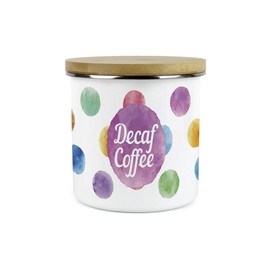 Purely Home Polka Dots Decaf Coffee Storage Canister - Multicoloured Spotty Housewarming Homewares Presents - Metal/Enamel Tea Refreshments Storage Container Kitchen Gift