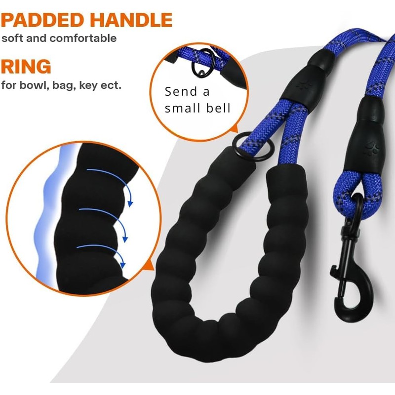 Dog Lead with Soft Padded Handle, 1.2m Reflective Dog Lead