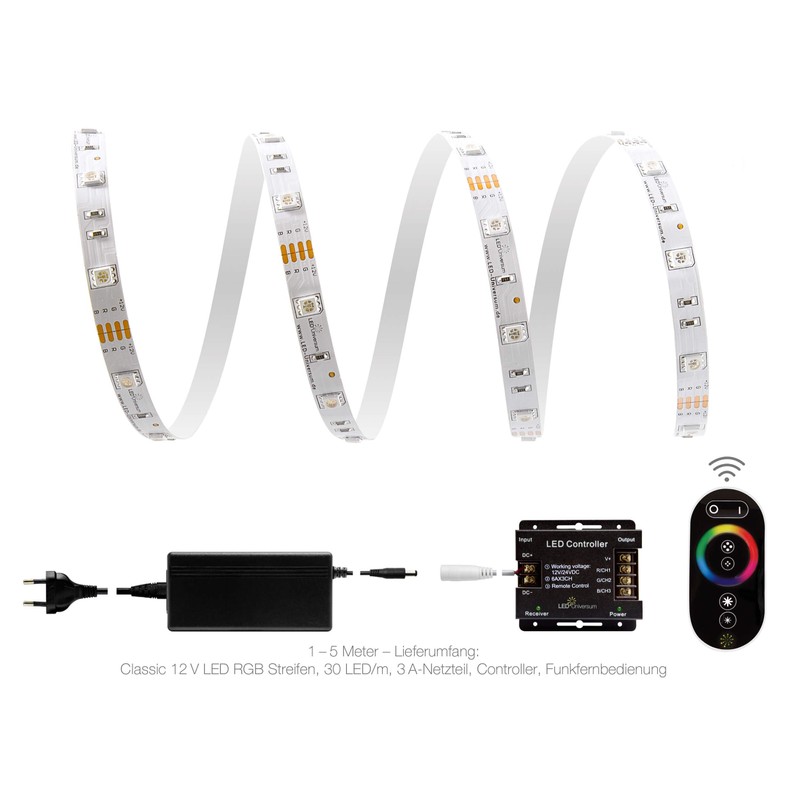 4 Meter LED RGB Strip Light kit 30 LEDs/m, IP20)