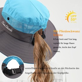 Pesaat Sun Hat Children Adults Summer Hat UV Protection Summer Hat Crushable Waterproof Fishing Hat with Chin Strap Garden Hat Boonie Hat Women for Gardening Hiking, Blue-multi-coloured