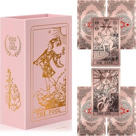 Tarot Cards Pink Tarot Cards with Guide Book Waterproof and Wrinkle Resistant Tarot Gold Foil Tarot Cards for Beginners Pink Tarot Deck Tarot Cards with Meanings on Them Gold Tarot Cards - Color: Rose Gold