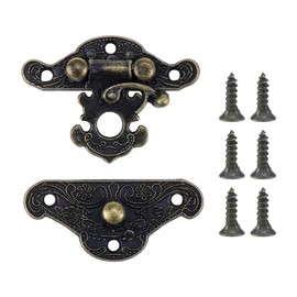 Mcredy Vintage Latch Hasp,Small Size Jewelry Box Antique Buckle Wooden Box Latch Retro Decorative Hasp Latch Buckle,Pack of 5