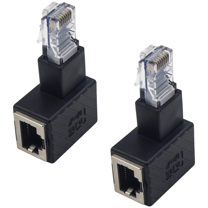 Duttek - Adaptador Ethernet de 90 grados, en ángulo recto,