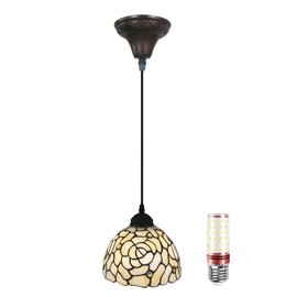 UYYTBPA Tiffany Pendant Light 8 Inches Hanging Light Fixtures Vintage Swag Ceiling Lamp Small Stained Glass Hanging Lamp