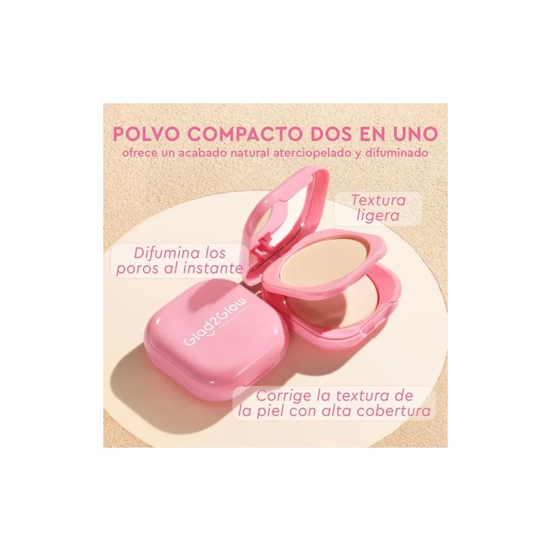 Glad2glow Perfect Blurring Powder Foundation Alta Cobertura Tono Ginger