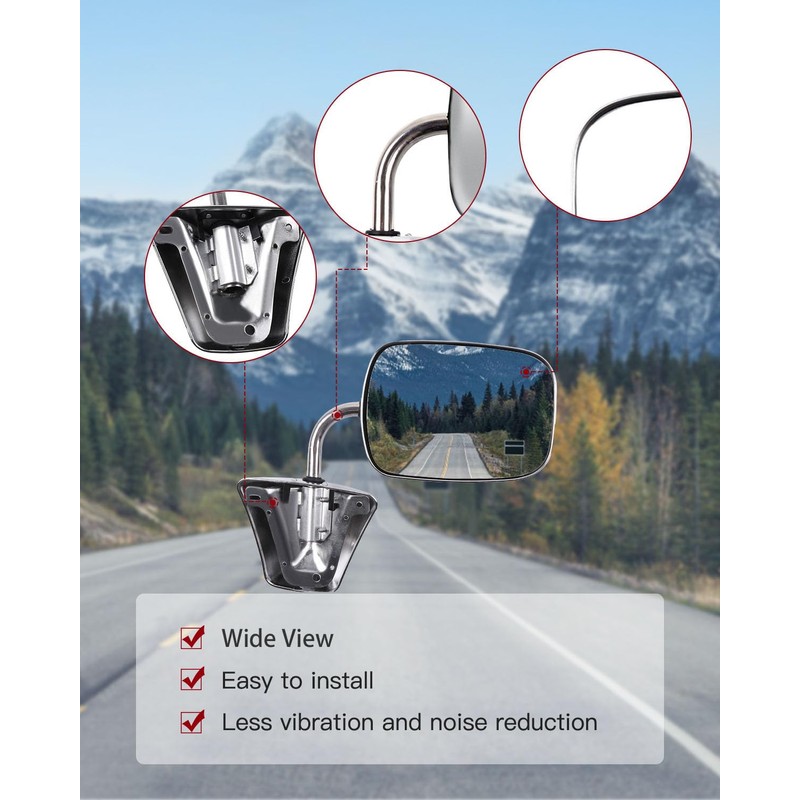 cciyu Door Mirror Left Driver Side/Right Passenger Side Manual Stainless